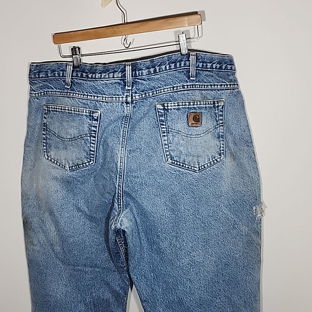 Carhartt Flannel Lined Straight Leg Relaxed Fit Blue Jeans Men's 44 x 32 - Picture 2 of 12